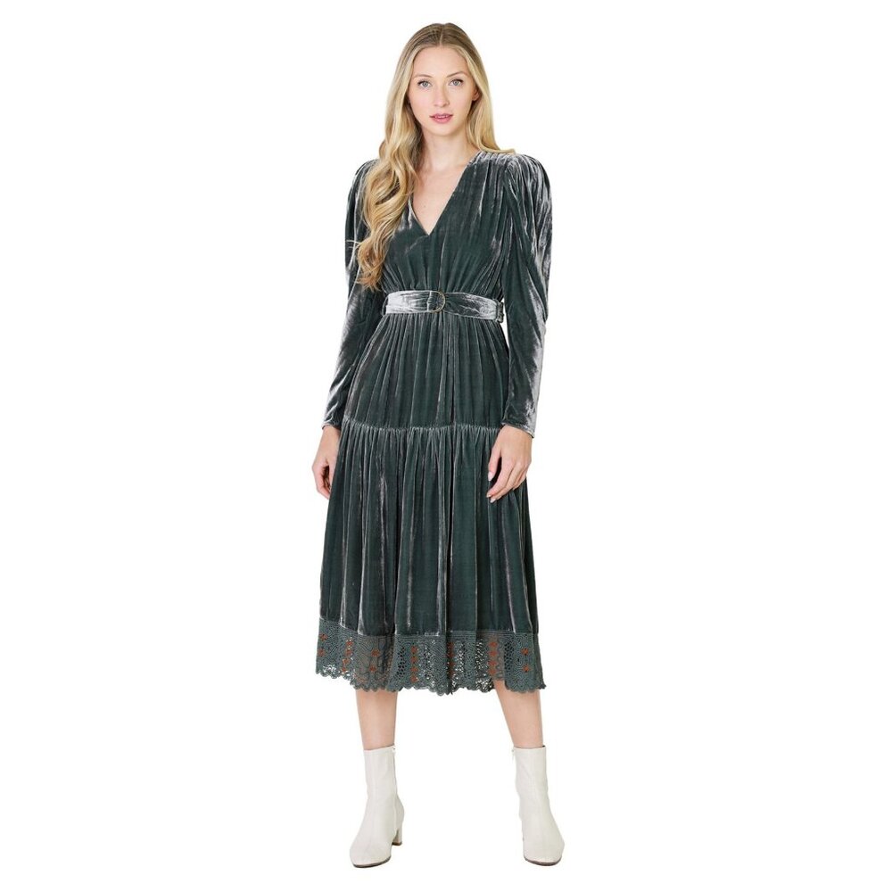 Ulla Johnson "Lena" Velvet Dress in "Agave", size 6 ** AS IS **